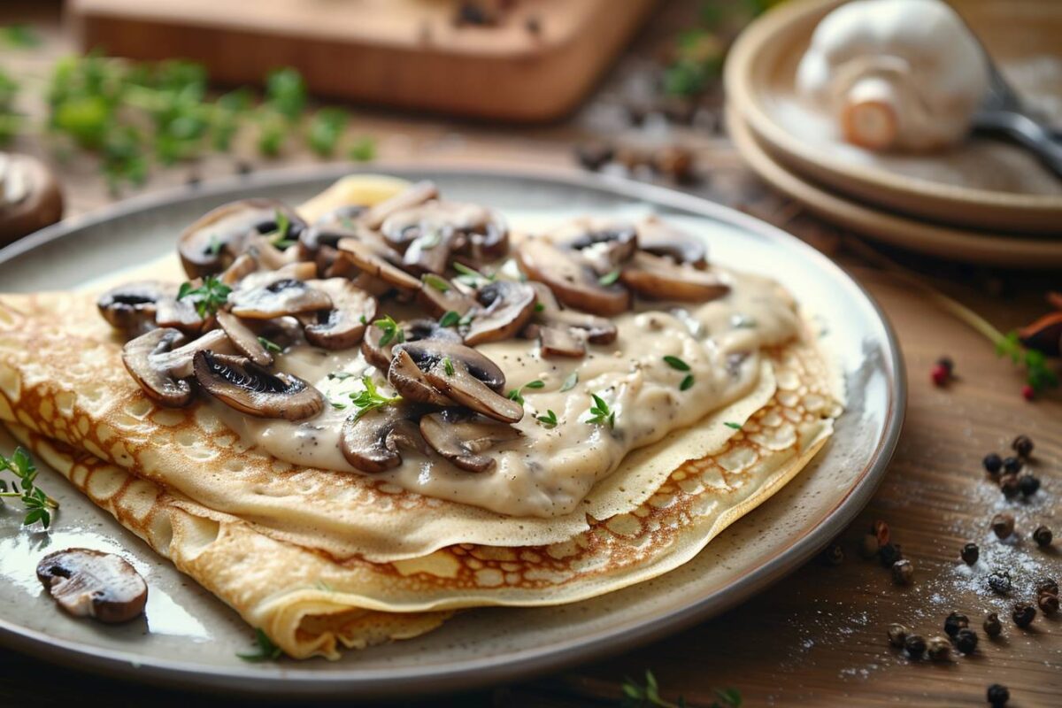 Crêpes savoureuses aux champignons et béchamel : une recette facile pour régaler votre famille ce dimanche